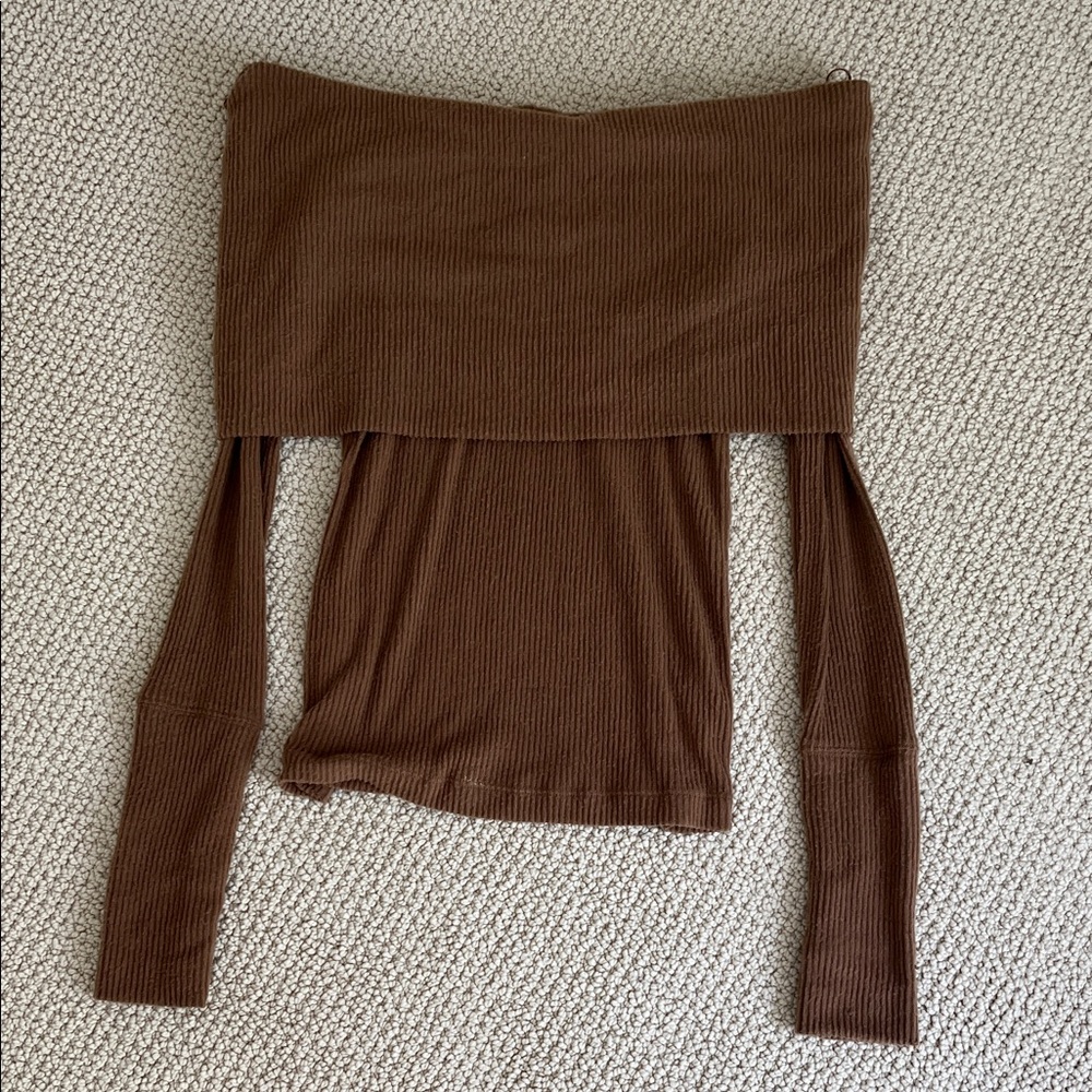 We The Free Tan Ribbed Knit Top